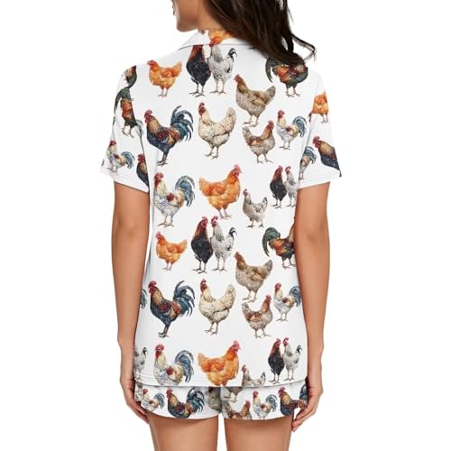 Image of Women's Short Sleeve Sleepwear Pajamas Nightwear with Pockets | skin-friendly breathable material resists pilling fading and deformation after repeated washing
