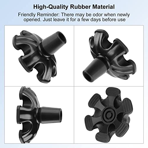 Supregear Cane Tip - Self Standing Heavy Duty Rubber Replacement For Walking Cane-Stable Six Point Non-Slip Cane Tip For Folding Cane Walking Stick Cane Accessory Cane Foot Pad Black #TOP2