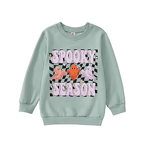 MODNTOGA Kinder Halloween Geister Sweatshirt Grün 6-7 Jahre