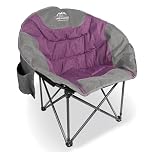 LANMOUNTAIN Moon Camping Chair,Portable Round Folding Lawn Chair with Cup Holder,Cooler Bag,Outdoor Heavy Duty Comfy Chairs,Perfect for Family Camping,Hiking,Picnics and Beach Trips,Purple