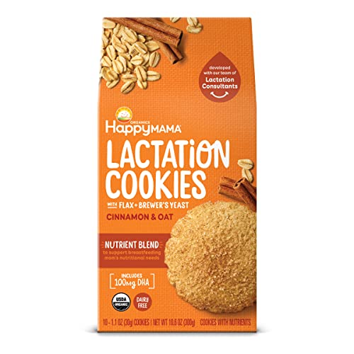 Happy Mama Organics Lactation Cookies With Flax + Brewer's Yeast Cinnamon & Oat, 10.6 Oz, 10Count #TOP11