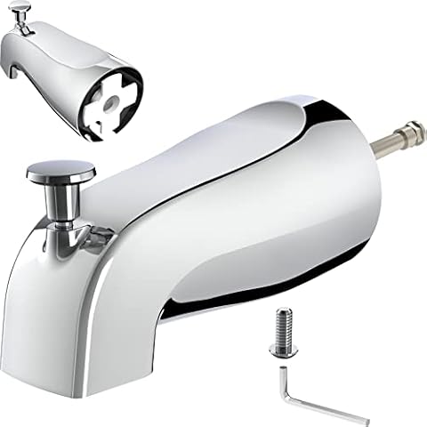 Gold Hao The Bathroom Universal Slip-On Tub Spout with Diverter - 5" Bathtub Faucet with Diverter, Easy to Install & Save Water Leaks in Minutes, Fit 5/8" Copper Pipe (Chrome) Cover