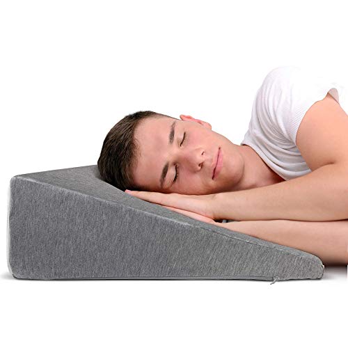 DYNMC you Wedge kussen bed Reflux 60cm matraswig met katoenen overtrek Oeko TEX 100 - Reflux kussen voor comfortabel en gezond slapen - leeskussen bedwig (grijs)