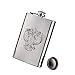 WYKDL Flask 8 oz inciso Fiasca con Funnel & Set Leak Proof Portable Size con Il Regalo for Il Wine Lover Acciaio Inossidabile Portatile Vodka brocca Pocket Flask Campeggio Esterno Whisky bottiglione
