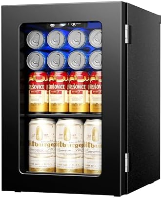 Icyglee 24 can mini fridge with 0.6 cubic foot capacity and glass door