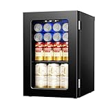 Icyglee 6 Bottles and 6 Cans Compact Beverage Refrigerator, Freestanding Mini Fridge with Temperature Control for Beer Wine, Under Counter Small Refrigerator Adjustable Shelve for Home and Bar