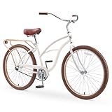 sixthreezero Around The Block Women's 26' Single Speed New Beach Cruiser Bicycle with Rear Rack, Cream Coffee