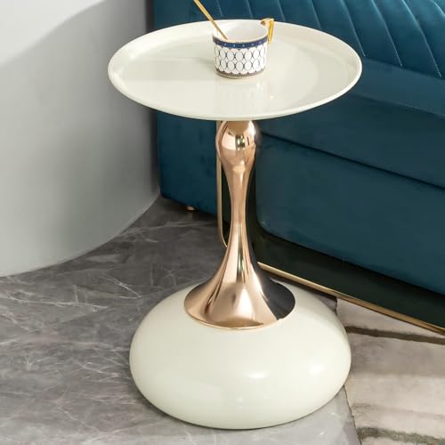 BBTJOINT Modern Side Table with Rose Gold Base, Round Black