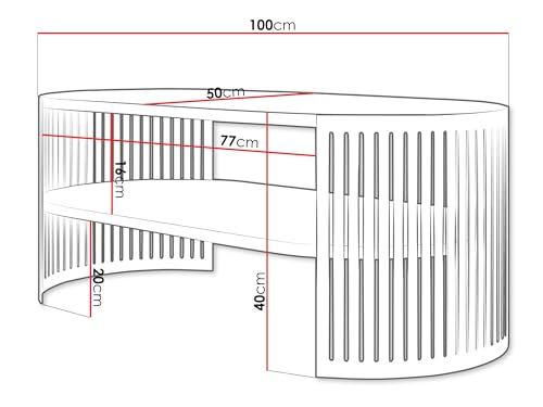 Mirjan24 Couchtisch mit Ablage Fahugin I, Ovale Form, Beine aus Metall, Kaffeetisch, Wohnzimmertische, Beistelltisch, Sofatisch, Teetisch (Cashmere, Gold) – Bild 5