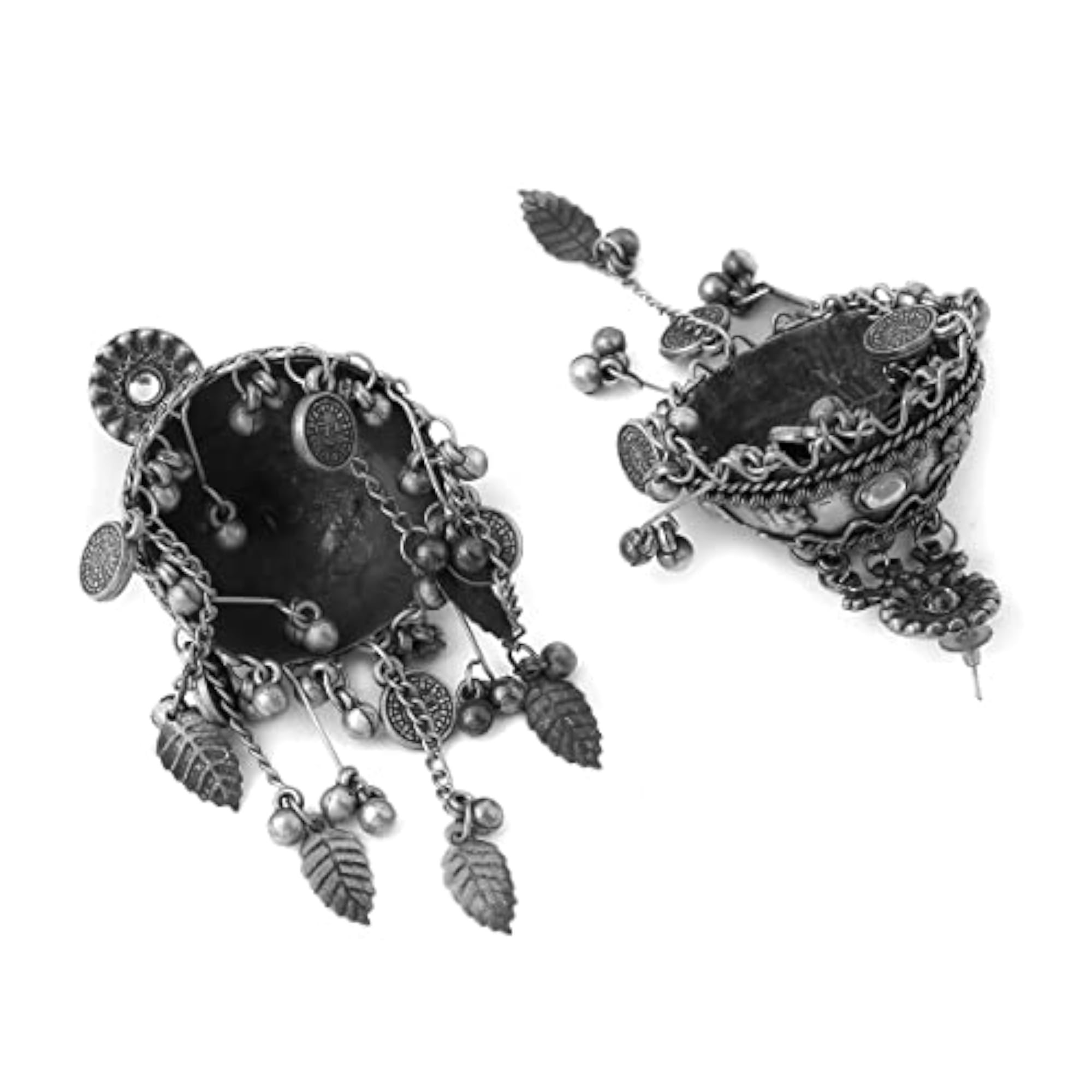 Silver Oxidised Jhumka German Big Jhumki Earrings