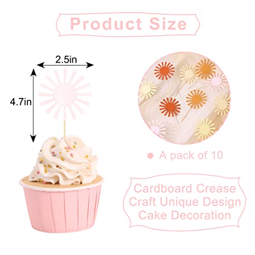 Little Sun Cupcake Toppers - You Are My Sunshine First Birthday Decoration, 10 Pcs Baby Shower Cup Cake Decorations, Sunflower Themed One Birthday Party Cupcake Toppers, Prop Photo Prop Decoration #TOP1