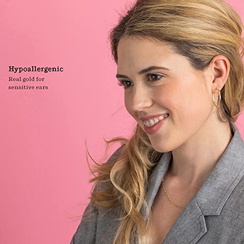 High Polished 14K Yellow Gold 2Mm X 30Mm Click Top Tube Hoop Earrings - By Kezef Creations #TOP5