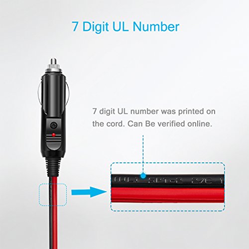 [UL Wire]Chanzon 6Ft Male Plug Cigarette Lighter Outlet + Eyelet Terminal Spring Power Supply Cord 12V 16AWG Heavy Duty Cable Fused DC Power 12 24 Volt Socket for Car Inverter Tire Inflator Air Pump