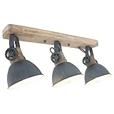 holz lampe deckenleuchte LxBxH in cm: 59x17x19 Holz Decken Strahler bewegliche Spots Grau Leuchte Wohn Zimmer Lampe Beleuchtung Steinhauer 2133GR