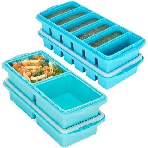 1/2 Cup and 2-cup Silicone Freezer Tray With Lid - Silicone Freezer Molds 2-Pack For meal prep & freezing of various sauces and other dishes, makes 12 perfect 1/2 cup portions cubes,oven and dishwashe Cover