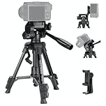 NEEWER Entry Level Version Mini Desk Phone Tripod Compatible with iPhone for Video Recording, Small Compact Table Top DSLR Camera Camcorder Webcam Stand, 3 Way Pan Tilt Head & Cell Phone Holder, TP52