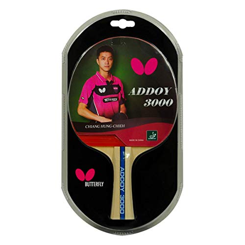Image of Butterfly, ADDOY 3000 Wooden Blade with Addoy Red & Black Rubber, Table Tennis, TT Raquet, Single Color