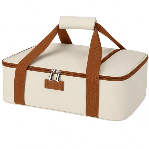 Vuudh Casserole Carrier Bag, Single Insulated Food Bag, Hot Cold Lasagna Holder Tote for Picnic, Potluck or Travel, Lightweight Picnic Bag