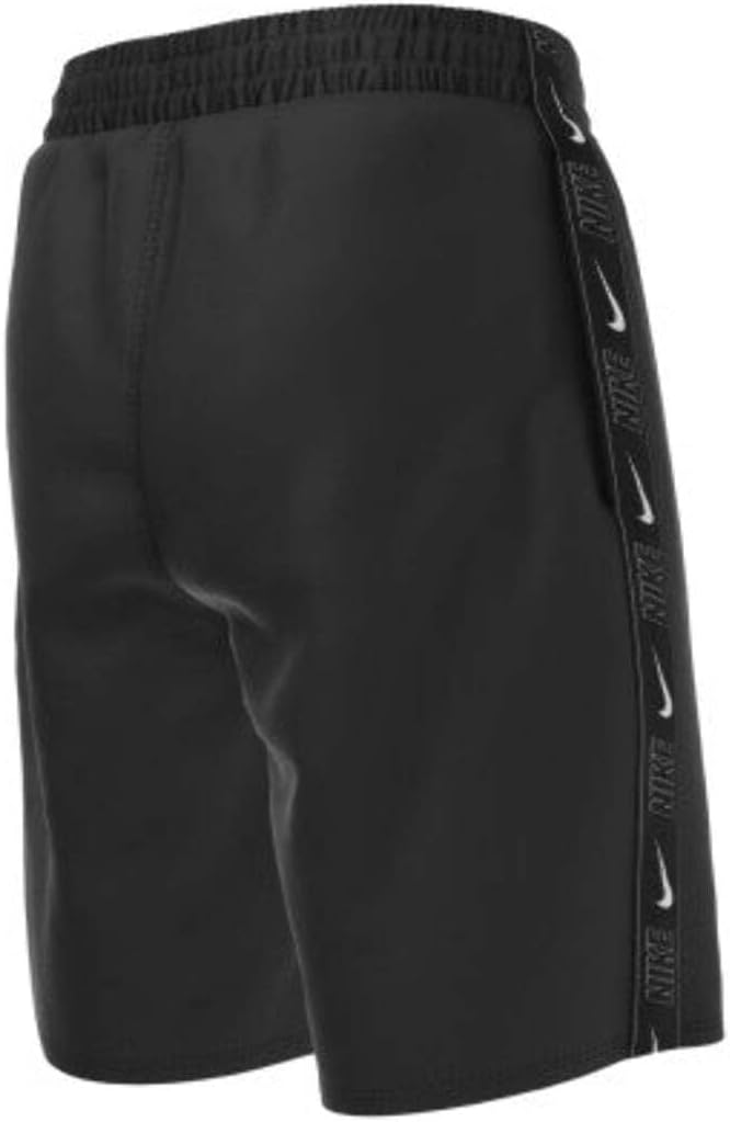 Nike Swim Boys' Logo Tape Lap 7" Volley Short Black SM (7-8 Big Kids) / Black