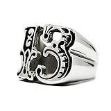 Action Box Jewelry Number 13 Antique Style Biker Ring - Stainless Steel (12)