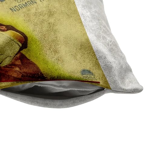 Coussin toucher cuir blanc de qualité supérieure avec affiche rétro