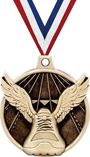 Crown Awards 1.5" Runners Shoe Medal - Gold Race Award Medals