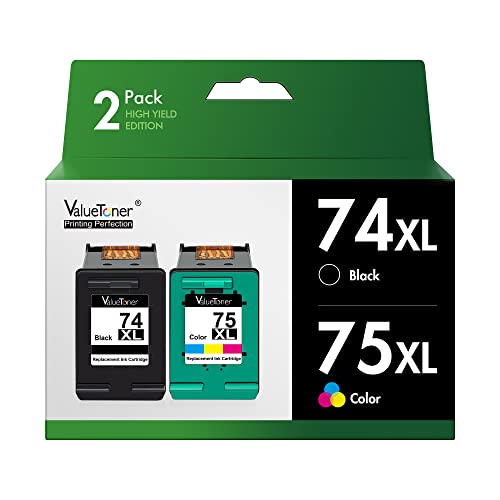 Valuetoner Remanufactured Ink Cartridge Replacement For Hp 74Xl & 75Xl High Yield Cc634Bn Cb336Wn Cb338Wn For Deskjet D4260 D4280 D4360 Printer (1 Black, 1 Tri-Color) 2 Pack #TOP18