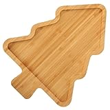 Tabla de Servir navideña, Bandeja de bambú con Forma de árbol de Navidad, Tabla de charcutería 30x22 cm para Fiestas, Galletas, Frutas y quesos