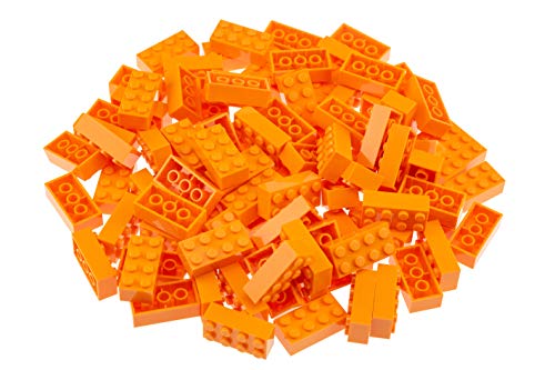 Strictly Briks Classic Briks - Bausteine-Set für kreatives Spielen - 100% kompatibel mit Allen führenden Bausteinmarken - 2 x 4 Noppen - Orange - 96-teiliges Set – Bild 5