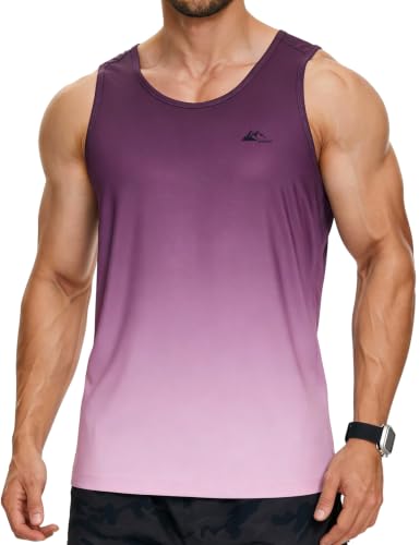 EZRUN Men's UPF 50+ Tank Top Quick Dry Workout Shirt for Gym Beach Summer