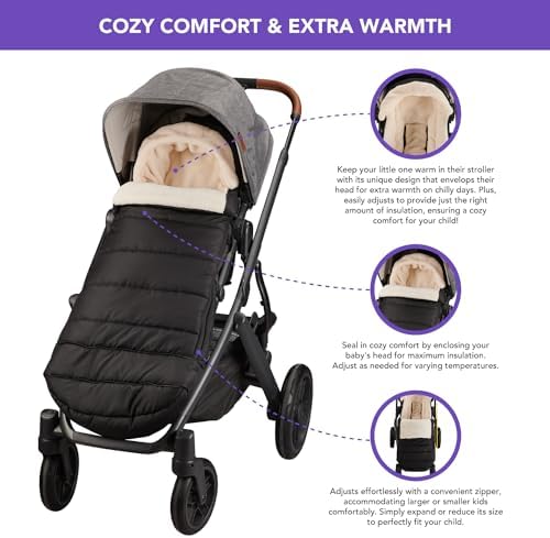 Bunting Bag for UPPAbaby Vista, V2, V3, Cruz, V2, V3 RumbleSeat, V2, V3 Ridge, Minu Strollers, Warm and ultra-plush Waterproof Stroller Footmuff, Extendable winter stroller cover, sleeping bag - 3