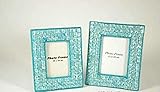 Vendido y Enviado por CAPRILO CAPRILO. Set de 2 Marcos de Fotos Decorativos Azul Turquesa. Portarretratos. Portafotos, Regalos Originales de Comunión y Bautizos. Decoración Hogar. Foto 10 x 15 cm. IB 8