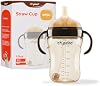 Vaso con pajilla con peso Thyseed PPSU con asas, botella de transición de biberón a vaso para bebés, sin derrames, leche y agua, boquilla de silicona suave, apto para lavavajillas, libre de BPA, 6+ meses, 10oz/300mL 2