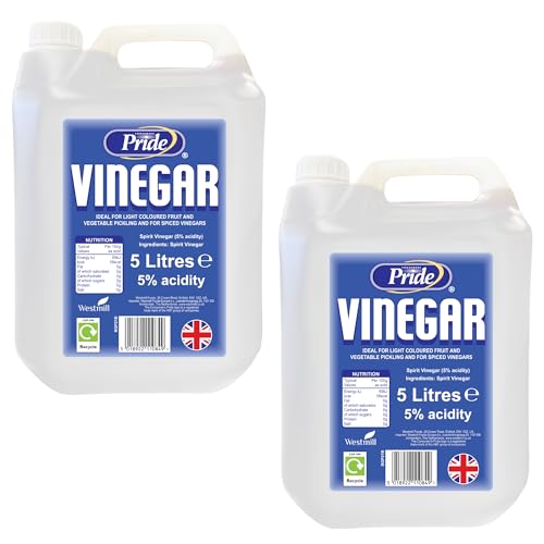 White Vinegar 2x5L | Food Grade | Suitable for Cleaning, Limescale Remover, Glass Cleaner, Stain Remover, Baking, Pickling, Marinating | UK Made | (Pack of 2) 10 Litres