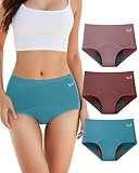 TANSTC Bragas Menstruales Mujer Cómodas, Seguras Y para Flujo Abundante E Incontinencia, Bragas Menstruales Flujo Abundante, Rosa/Rojo/Azul, S Pack de 3