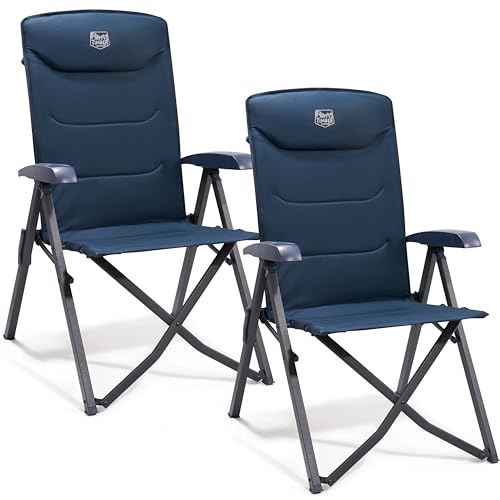 TIMBER RIDGE Folding Camping Chairs 2 Set for Adults Heavy Duty Adjustable Outdoor Chair 4-Position, High Back Oversized Garden Chair Luxury for Caravan Dining Beach Picnic, Support 150kg, Blue TIMBER RIDGE Folding Camping Chairs 2 Set for Adults Heavy Duty Adjustable Outdoor Chair 4-Position, High Back Oversized Garden Chair Luxury for Caravan Dining Beach Picnic, Support 150kg, Blue