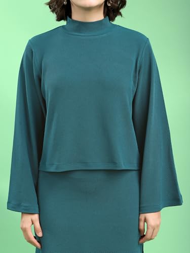 Image of PURVAJA Women's Full Sleeve Top with Skirt Solid Co-ords Set
