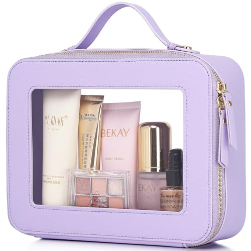 Pinkmik Clear Makeup Bag, (Purple, L)