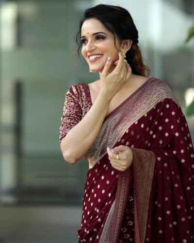 Image of Women's Kanjivaram Soft Silk Banarasi Saree With Blouse Piece | Banarasi Sari For Women | Saree with Blosepiece