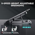 KYOLLY Ultra Slim Laptop Cooling Pad with 2 Quiet Big Fans, 5 Height Adjustable Ergonomic Stand, Portable Cooler for 10-15.6 Inch Laptops, Speed Control and 2 USB Ports - Image 4