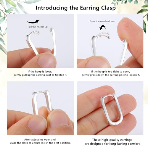ALEXCRAFT 925 Sterling Silver Hoop Earrings for Women, Hypoallergenic 14K Gold Plated Small Rectangle Huggie Hoop 12x22mm Outer Diameter Medium Square Rectangle Hoops Earrings for Women Jewelry Gifts3