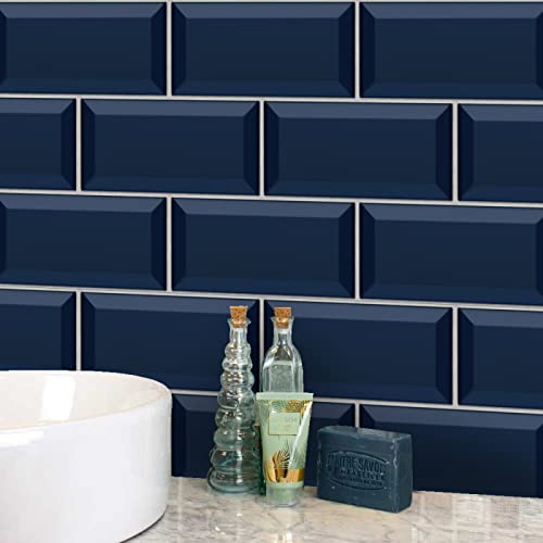 Tile Stickers 10x20cm Navy Kitchen for Bathroom Stick on Wall