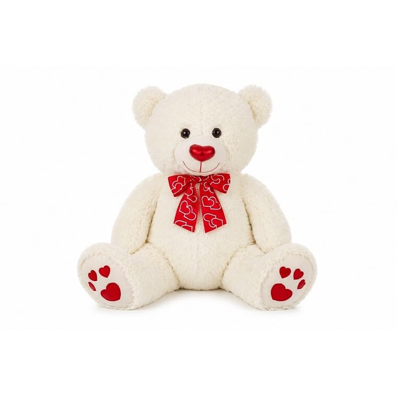 Creaciones Llopis Oso de Peluche Gigante 65 cm con Lazo Decorativo, Peluche Suave para Abrazar, Regalo Original para Niños, Adultos y Parejas Compañero de Abrazo y Decoración para Dormitorio (Blanco)