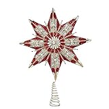 Kurt Adler Baumkrone mit 8 Punkten, Rubin- und Platin-Sternen, 41,5 cm