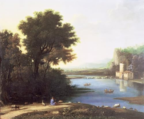 Lienzo decorativo para pared con paisaje de estilo italiano de Claude Lorrain en 60x90cm