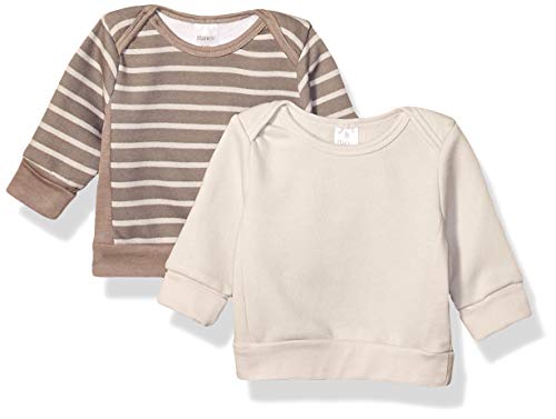 Hanes Ultimate Baby Baby Crew Sweatshirt, Light Grey Solid/Dark Grey Stripe, 18M-24M