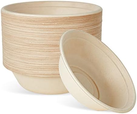 ECOLipak 70 Pack Compostable Bowls, 32 oz Disposable Paper Bowls, Biodegradable Soup Bowls Made of Natural Bagasse, Eco-Friendly Sugarcane Bowls for Salad Wheat Flakes