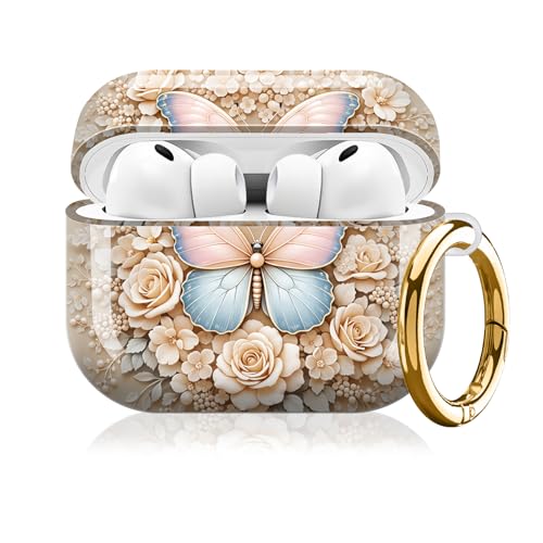 KLLRO RUO�P�[�X AirPod Pro 3����Ή� ���킢�� �t���v���e�N�V���� �n�[�h�J�o�[ �L�[�`�F�[���t�� ���f�B�[�X �K�[���Y �ϏՌ��P�[�X Airpod Pro ��3���� 2025�p (�� �ԕ� �p�[�� ���[�Y)