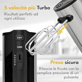 LEBENLANG 400W Sbattitore elettrico - 5 velocità e turbo incl. Supporto I Fruste elettriche Frullino elettrica per dolci I Frusta da cucina professionale Montapanna Batidora eléctrica hand mixer