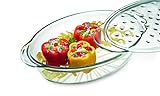 Simax Casserole Dish For Oven | Glass Baking Dish With Lid – With Ridges for Low Fat Cooking - Microwave, Oven, and Dishwasher Safe Cookware – Borosilicate Glassware – 3 Qt Oval Shaped Large Baking Dish
